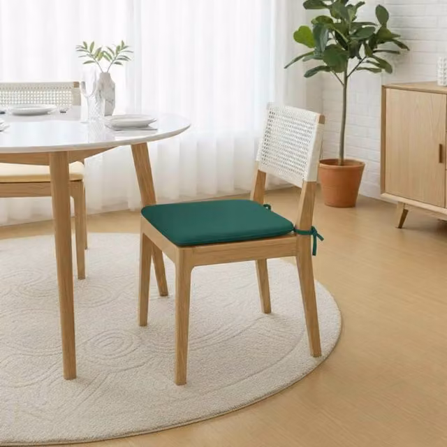 Snug City Pack of 4 Green Foam Seat Pads with Ties for Dining and Kitchen Chairs