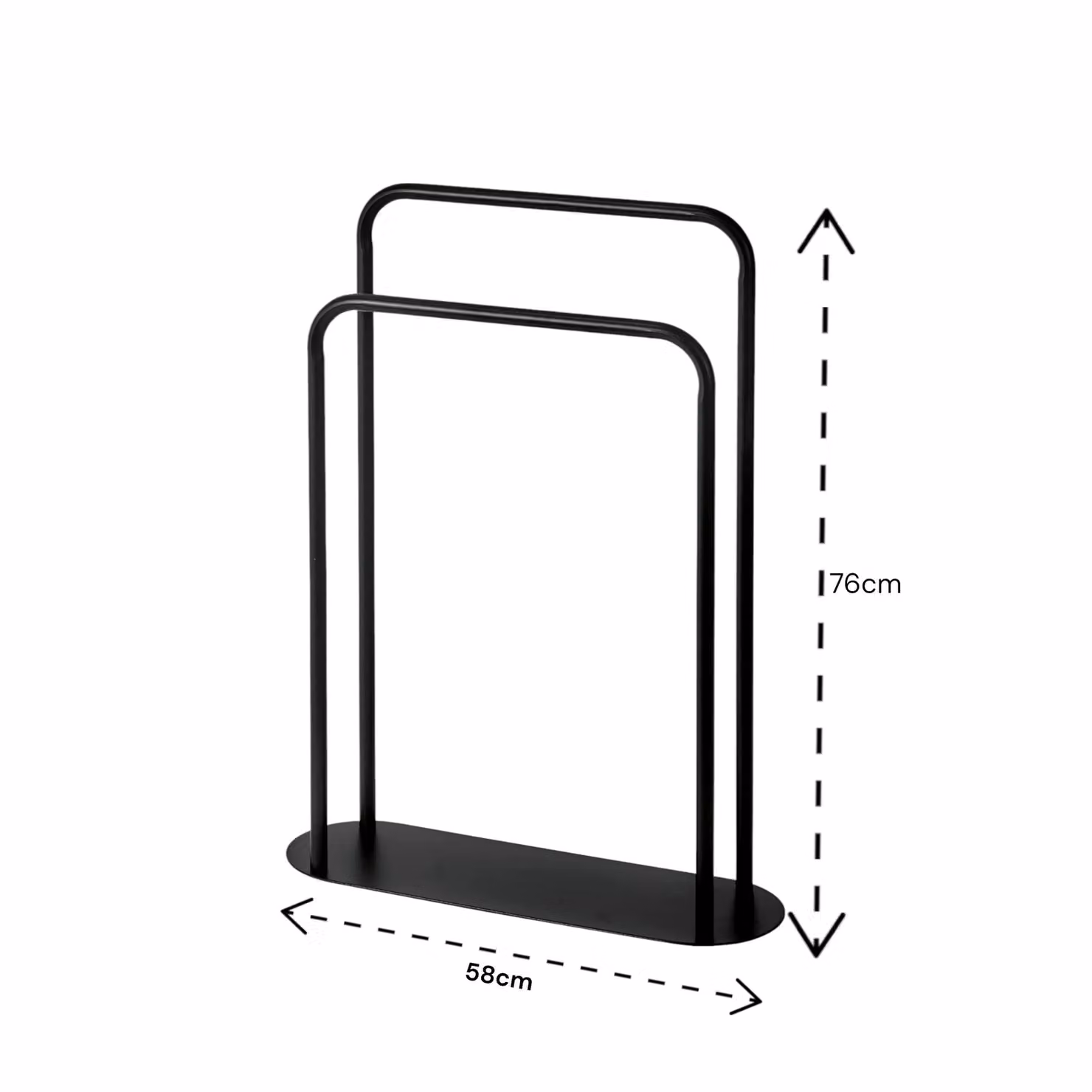 Showerdrape Aspen Freestanding Black Metal Towel Storage Stand H 76.0 x W 58.0 x D 18.0 cm – 4