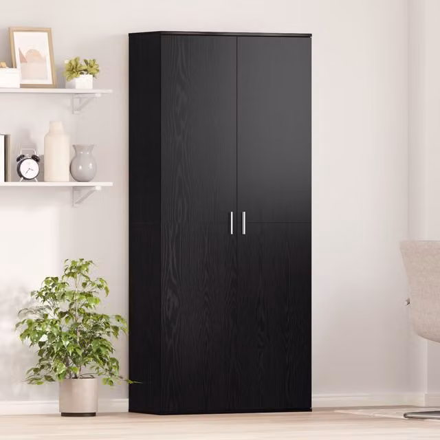 Berkfield Home Black Oak Modern Highboard with Hinged Doors, W/D/H: 80 x 35 x 180 cm