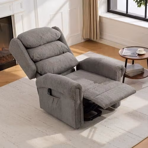 HOMCOM Electric Power Lift Recliner Chair for Seniors in Grey Fabric – 6