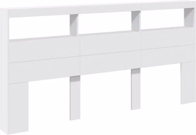 Berkfield Home Modern White Headboard Cabinet with Integrated LED Lighting, W/D/H: 200 x 17 x 102 cm