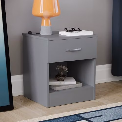 Vida Designs Grey Modern 1 Drawer Bedside Cabinet Storage Unit – 2