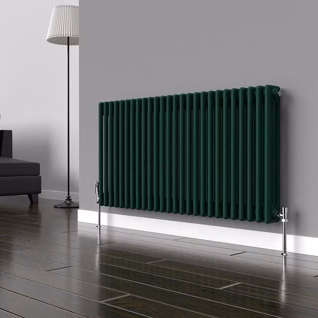 Lux Heat Horizontal Column Radiator in British Racing Green, H 60 cm x W 119 cm