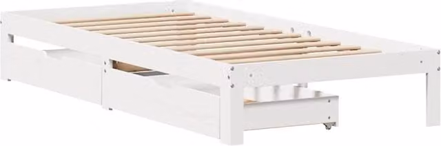 Berkfield Home Restful Bed Frame with Drawers in White, W/D/H: 90 x 200 x 30 cm