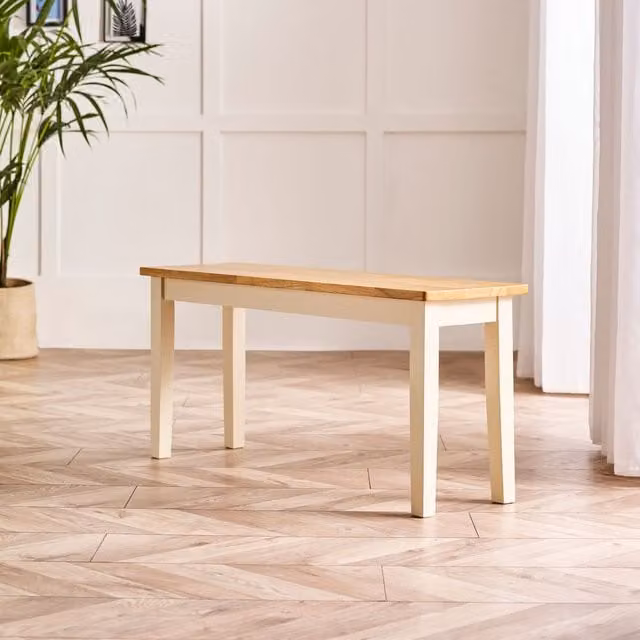FurnitureboxUK Tenby Solid Wood Kitchen Dining Bench in Oak, Width: 95 cm