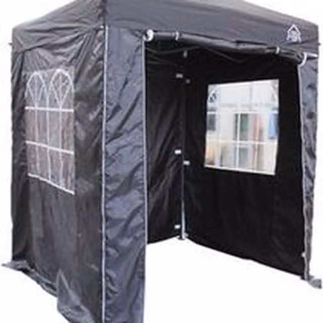 All Seasons Black Pop Up Gazebo with 4 Side Panels and Steel Frame