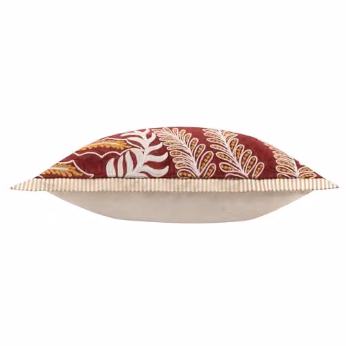 Paoletti Winter Joy Red Cotton Velvet Embroidered Square Cushion, W/D/H: 50 x 50 x 50 cm – 2