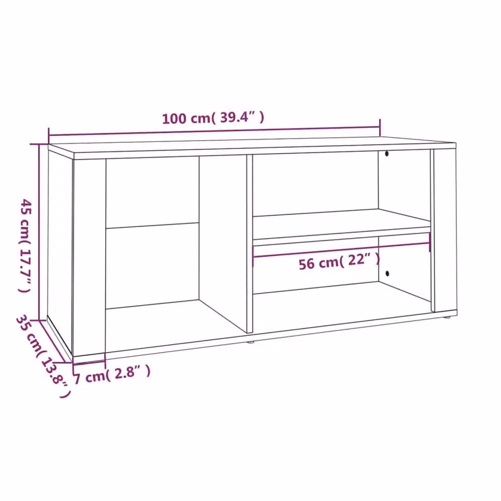 Berkfield Home Brown Oak Shoe Cabinet with Integrated Seat, W: 100 cm, D: 35 cm, H: 45 cm – 4