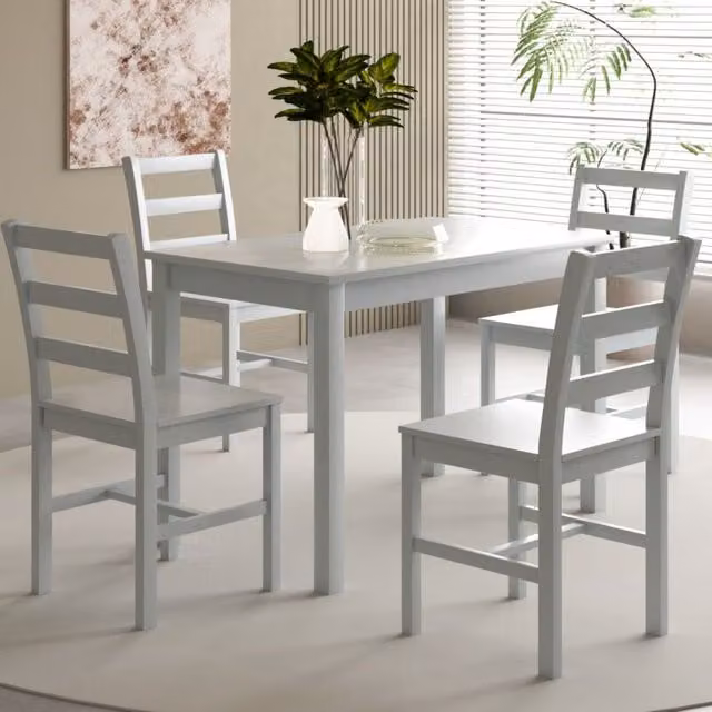 Comfy Living Ltd 5 Piece Modern Grey Wooden Rectangular Dining Set
