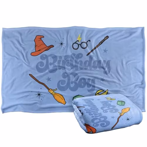 Warner Bros. Harry Potter Birthday Super Soft Fleece Throw Blanket, Blue and Multicolour, W/D/H: 91.44 x 147.0 x 1.0 cm – 1
