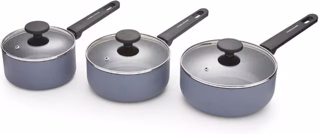 Morphy Richards 3 Piece Non-Stick Recycled Aluminium Saucepan Set in Grey