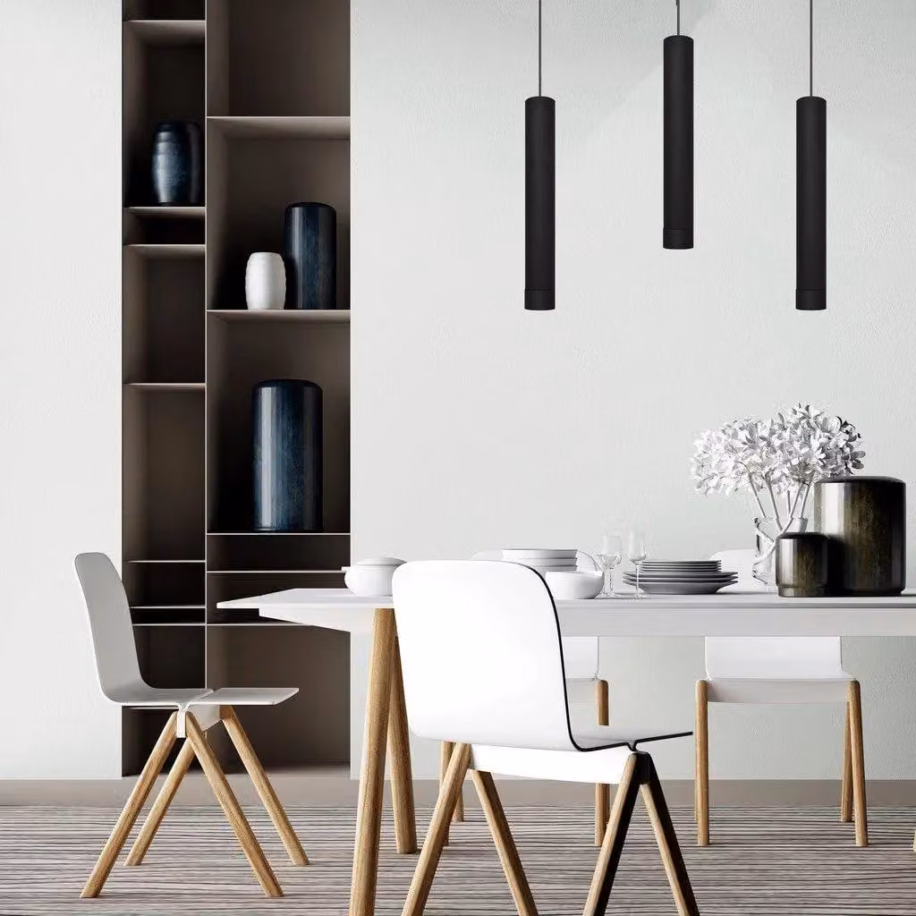 Netlighting Helam Tuba Straight Bar Pendant Ceiling Light in Black, 60cm – 2