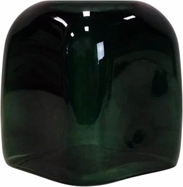 Four Candle Green Square Bubble Glass Tabletop Vase W/D/H: 16.0 x 18.0 x 1.0 cm