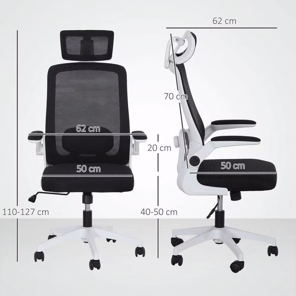NESTLUNE Executive Mesh Office Chair with Headrest and Armrests in Black – 2