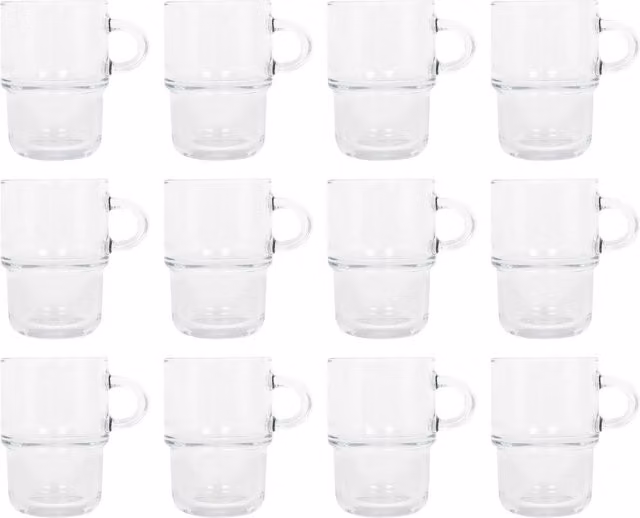 LAV Transparent Yellow Glass Coffee Cups, Pack of 12, 350ml