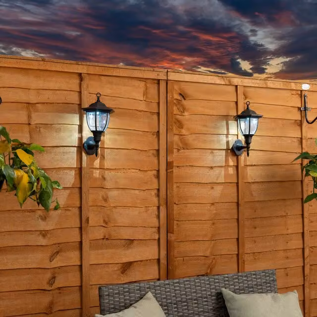 ValueLights Set of 2 Mayfair Black Solar Outdoor Wall Lantern Lights