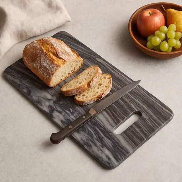 Premier Housewares Black Marble Rectangular Chopping and Serving Board, W: 46 cm, D: 23 cm, H: 2 cm – 6