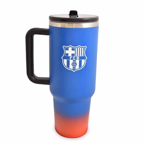 Hy-Pro Officially Licensed Barcelona Blue Thermal Flask with Handle and Straw, 1.18 l Stainless Steel Vacuum Insulated Water Bottle – 1