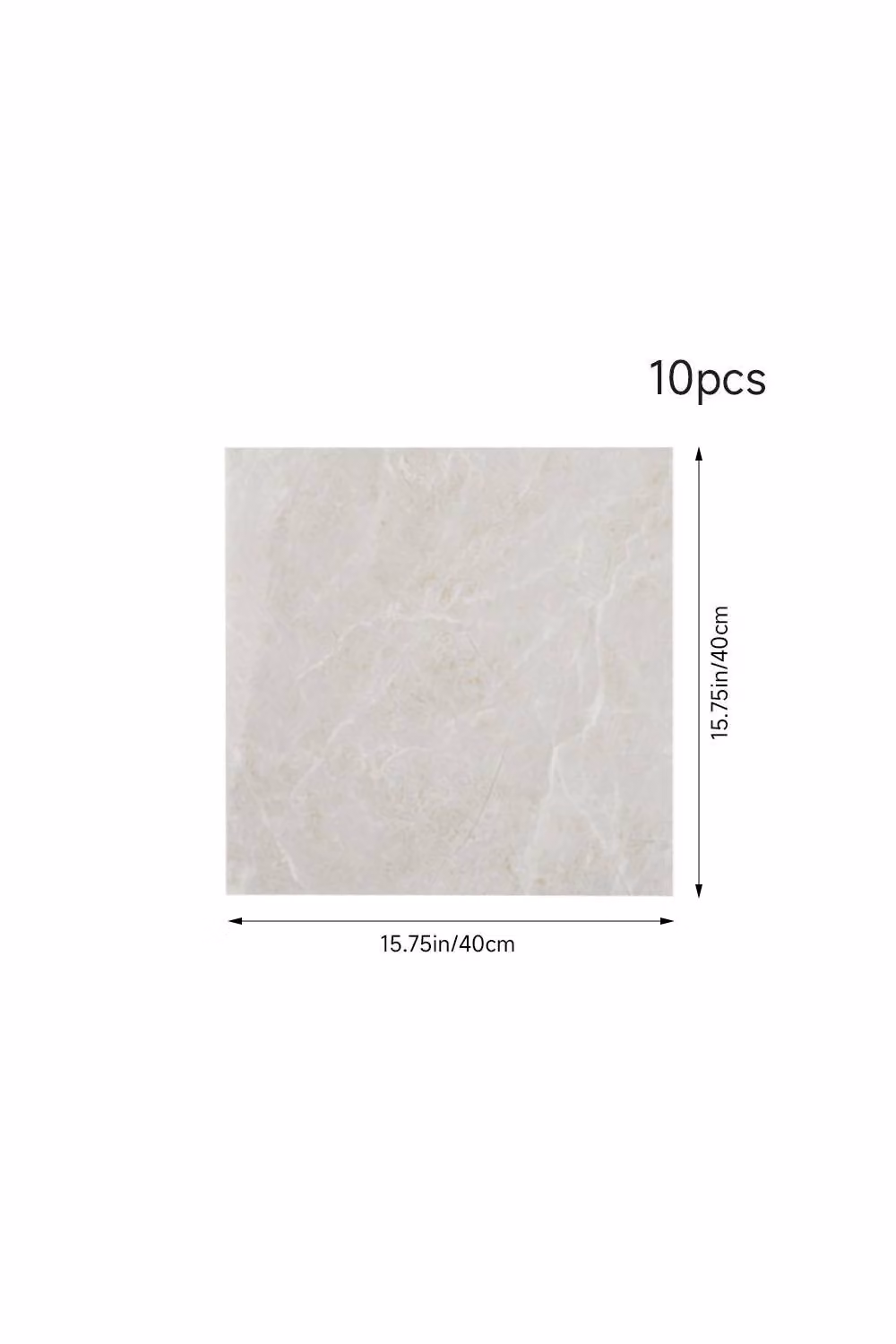 Living and Home Set of 10 Light Beige Self-Adhesive Marble PVC Wall Stickers, W: 40 cm, H: 40 cm – 2