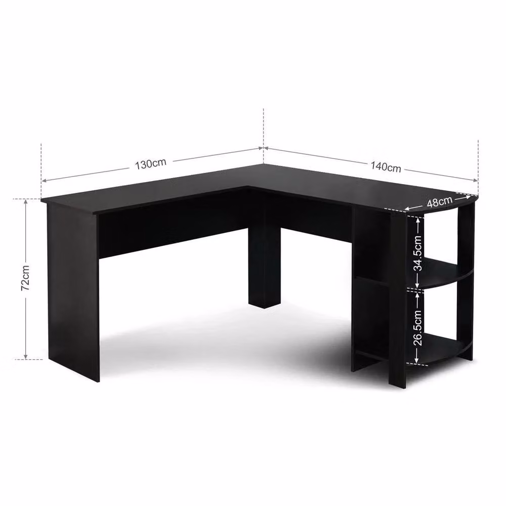 KORVIXA L-shaped Corner Computer Desk in Black – 2