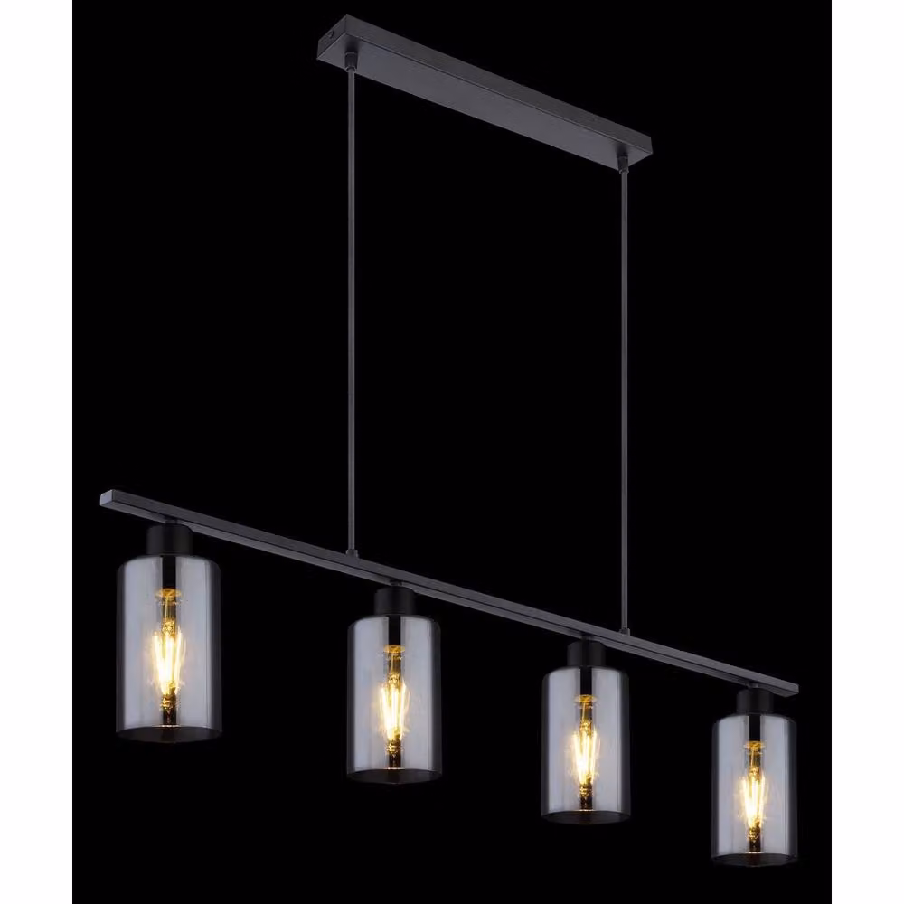 Globo Lighting Hadera Bar Pendant Light with Grey Glass Shades in Black and Grey – 2