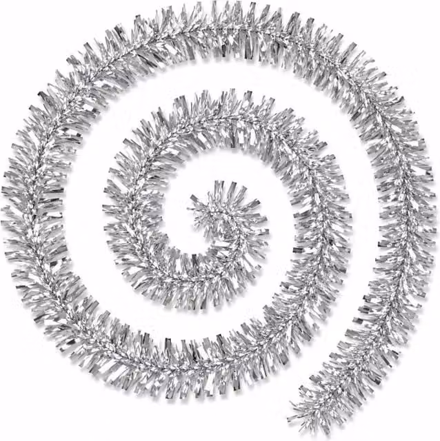 Shatchi Silver Chunky Tinsel Garland Christmas Decoration, 2 Pack