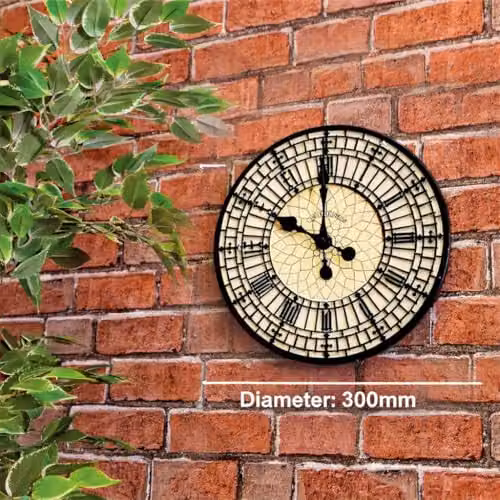 St Helens Home & Garden Big Ben Design Water Resistant Outdoor Wall Clock, Black, Diameter: 30 cm – 2