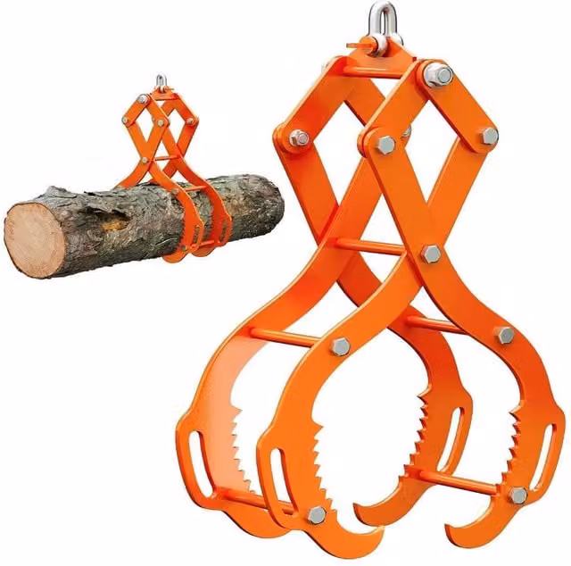 London Boutique Heavy Duty 4-Claw Log Skidding Tongs Hunter Claw Wood Grapple Hook, Orange, 81.28 cm – 1