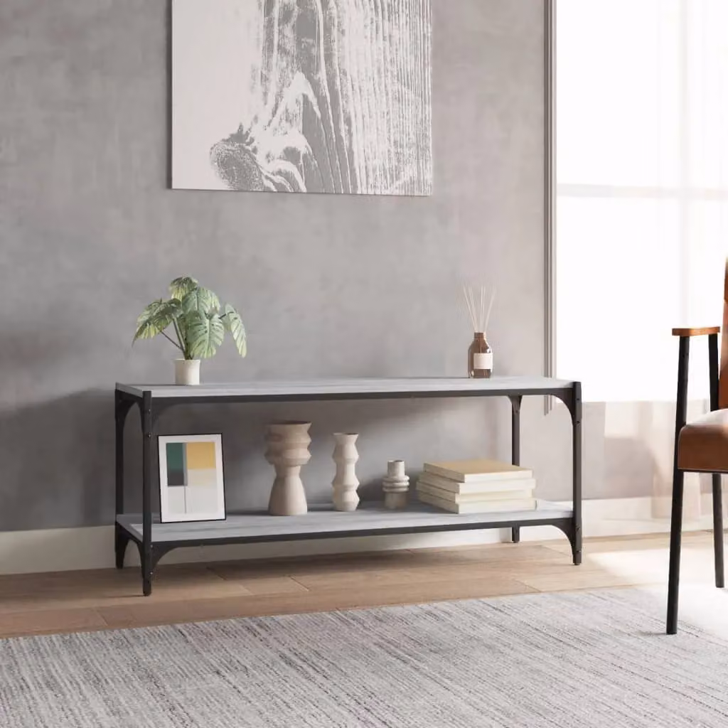Berkfield Home Grey Sonoma Industrial TV Cabinet in Engineered Wood and Steel, W/D/H: 100 x 33 x 41 cm – 3