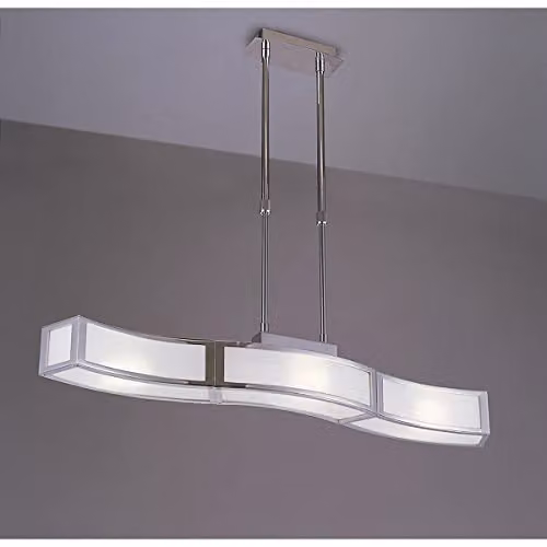 Netlighting Inspired Mantra Duna E27 Linear Pendant 3 Light Bar in Polished Chrome and White Acrylic with Grey Accents – 2