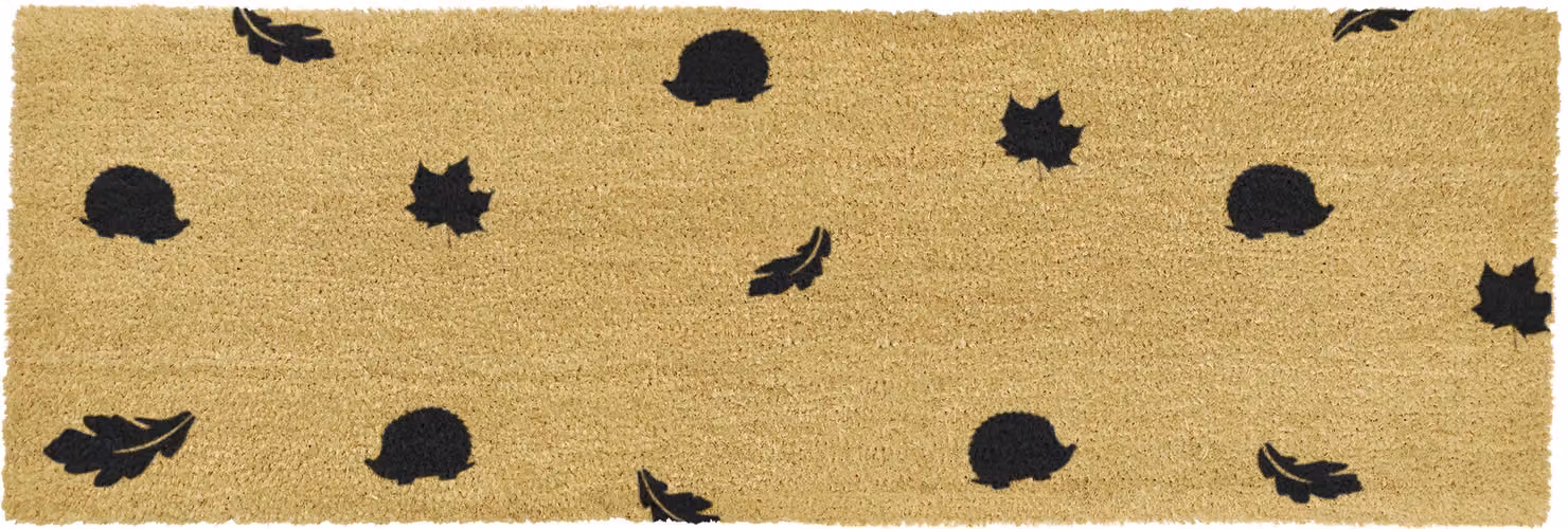 Artsy Hedgehog Autumn Leaves Patio Doormat in Beige, W/D: 120 x 40 cm – 4