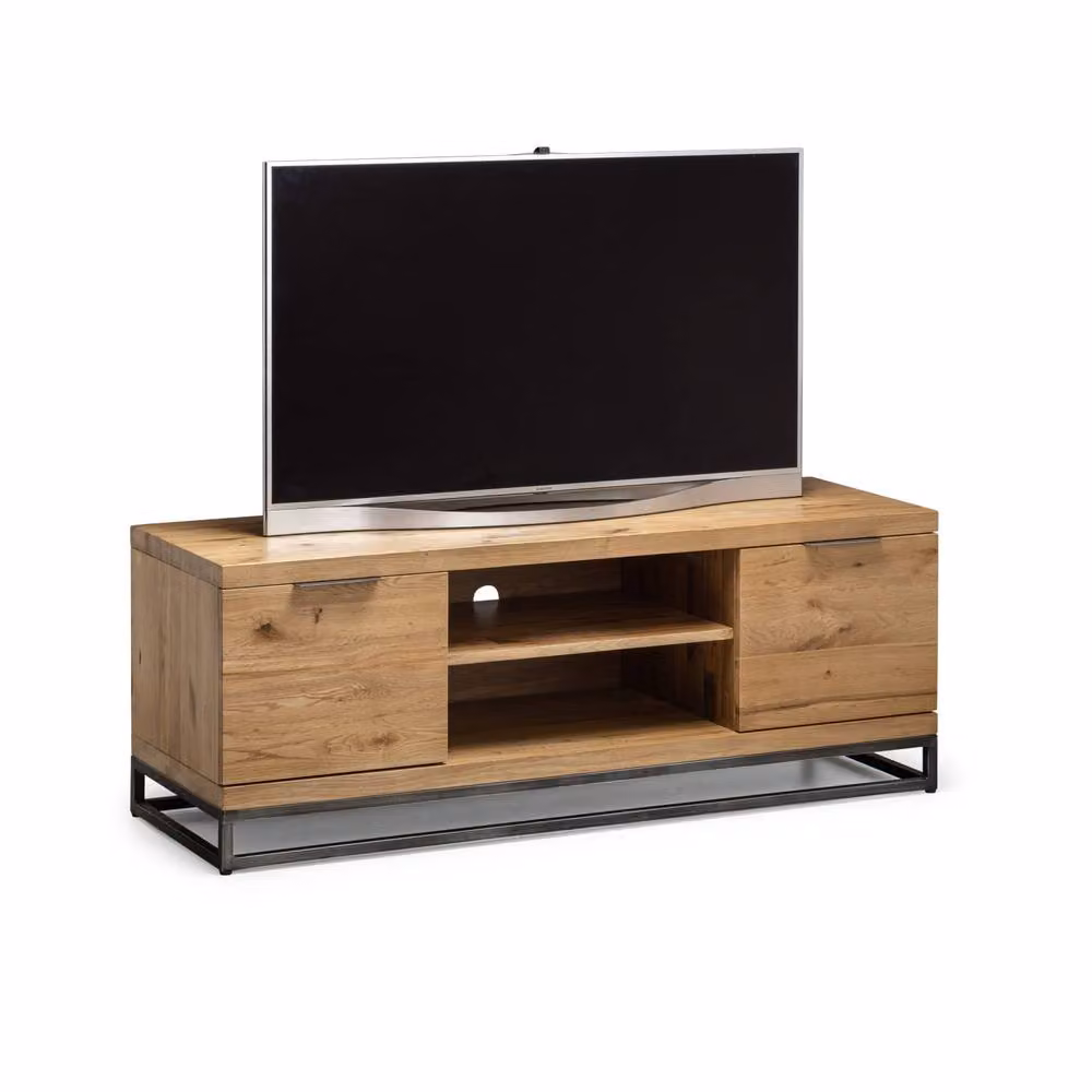Cheshire Kelbrook Modern TV Unit in Oak and Metal with Media Compartments – 3
