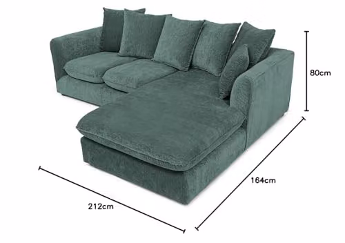 Abakus Direct Lucas Left Facing Corner Sofa in Green Velvet Chenille – 4