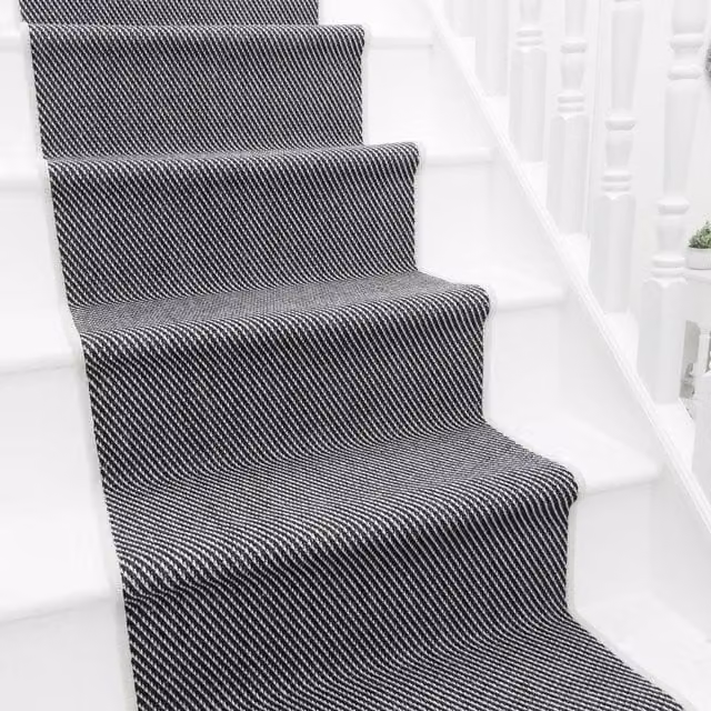runrug Coastal Reversible and Durable Stair Runner Carpet, Black, W: 60 cm, L: 510 cm – 1