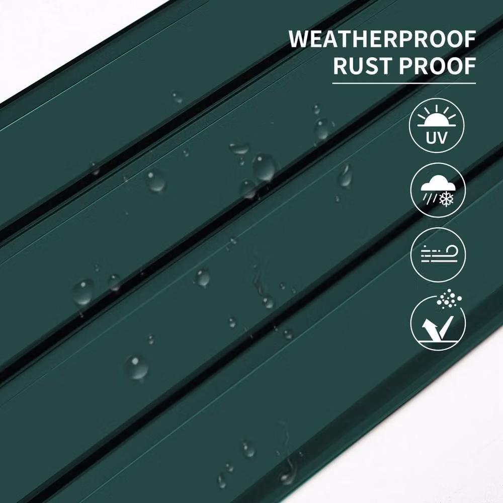 KORVIXA 12 Piece Corrugated Metal Roof Sheets in Green, W: 100 cm, H: 200 cm – 4