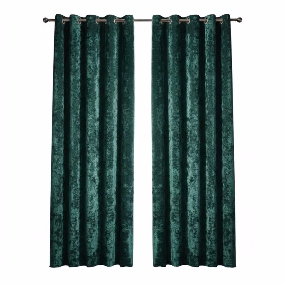Snug City Emerald Green Crushed Velvet Eyelet Curtains, Thermal Insulating and Opaque, Width: 168 cm, Drop: 229 cm – 2