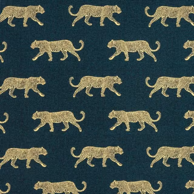 Terrys Leopard Panama Cotton Fabric Towel in Teal, Turquoise and Gold