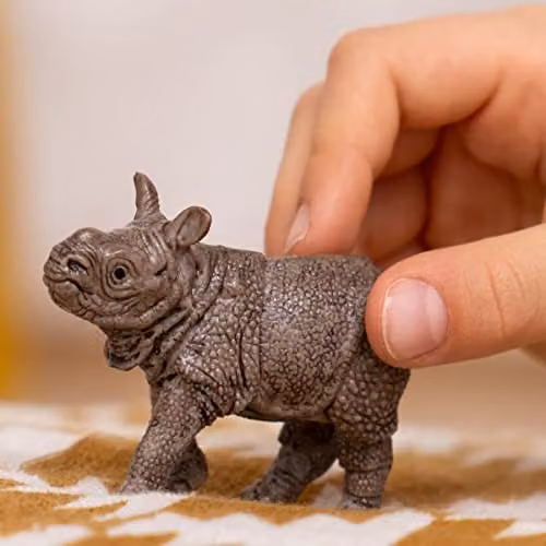 Schleich Wild Life Indian Rhinoceros Baby Toy Figurine, Grey – 2