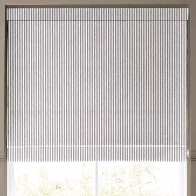 Emily Bond Oscar Stripe Made to Measure Blackout Roman Blind in Indigo Blue