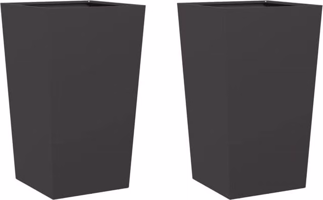 Berkfield Home Garden Steel Planter Tubs, Black, 2 Pieces, W/D/H: 45 x 45 x 75 cm – 1