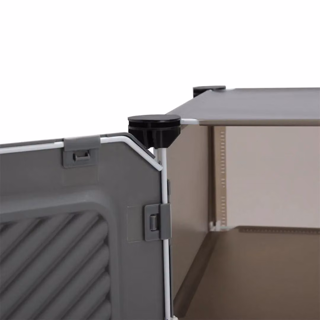 SPETLEK Grey Shoe Storage Cabinet with Hinged Doors and Internal Shelves, W/D/H: 95.0 x 32.0 x 32.0 cm – 4