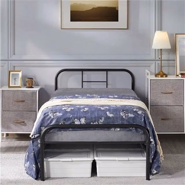 Kelvenix Black Single Metal Bed Frame, W/D/H: 90 x 190 cm