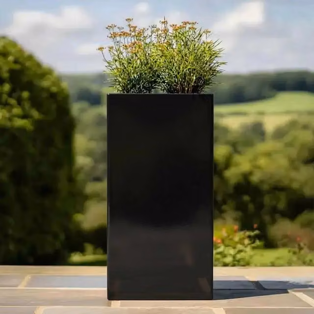 Access Garden Products Tall Square Galvanised Steel Planter, Black, W: 40 cm, D: 40 cm, H: 100 cm – 3