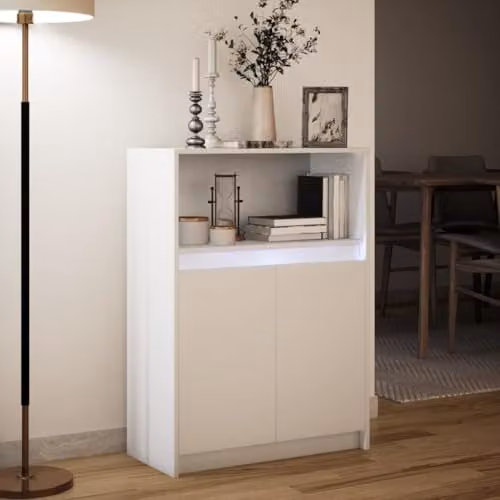 vidaXL Modern White Sideboard with Integrated LED Lighting, W/D/H: 72 x 34 x 100 cm – 2