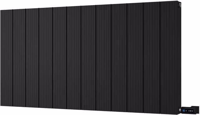 Thetford Black Horizontal Double Panel Grooved Electric Radiator with WIFI and Thermostat Control