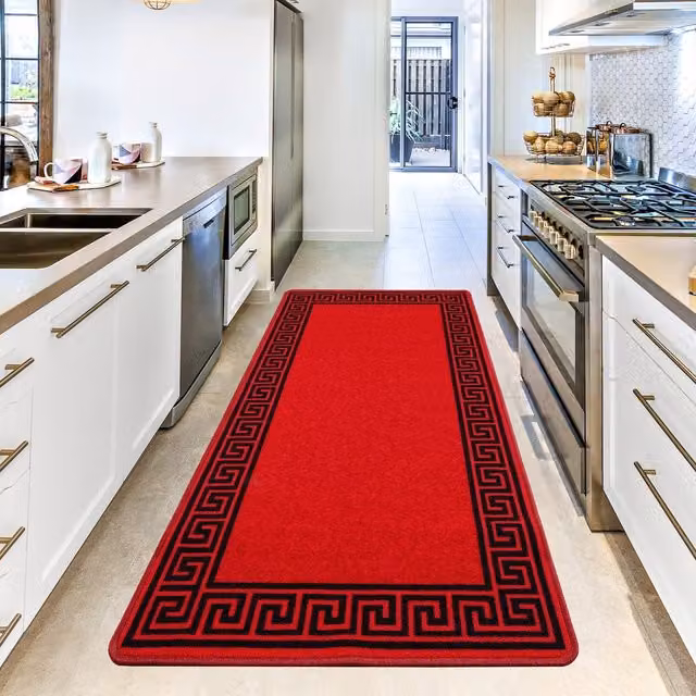 Smart Living Non-slip Striped Gel Door Mat in Red and Black, W: 60 cm, D: 40 cm