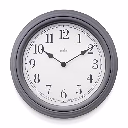 Acctim Devonshire Traditional Round Quartz Wall Clock in Grey, Diameter: 28 cm