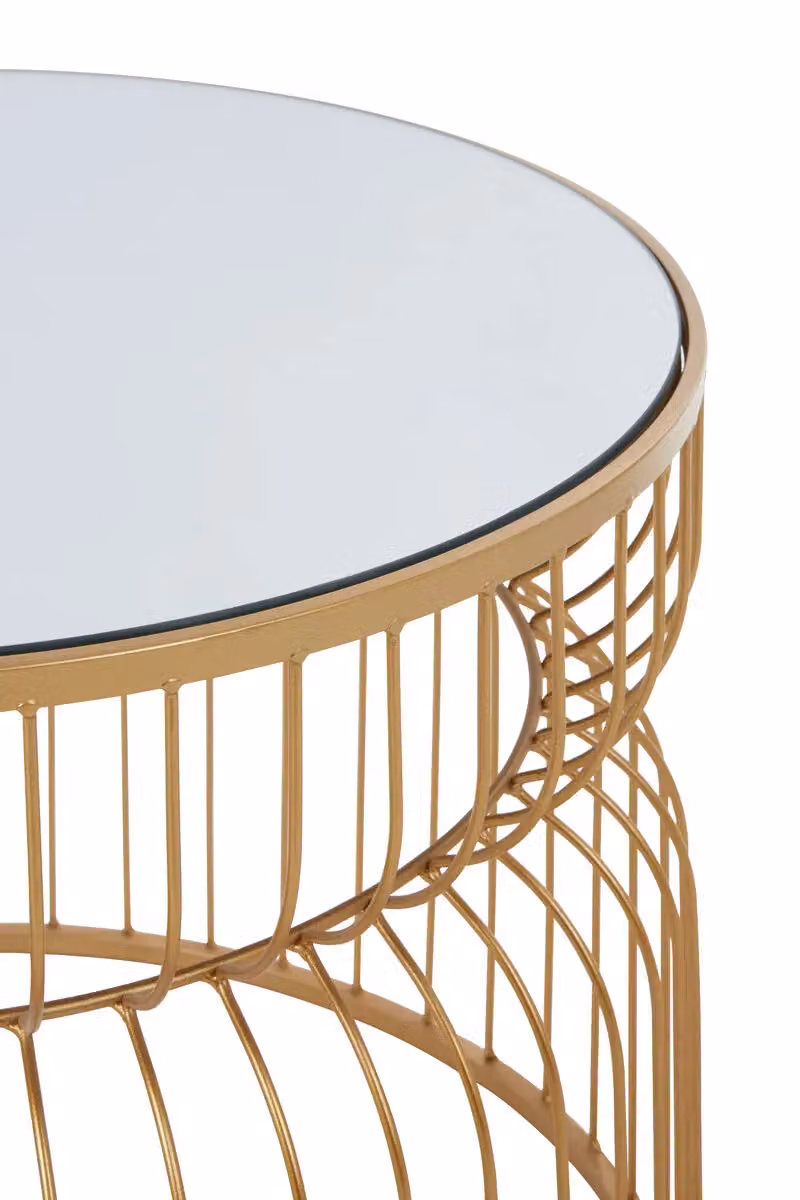 Orsina Round Gold Side Table with Glass Top – 3