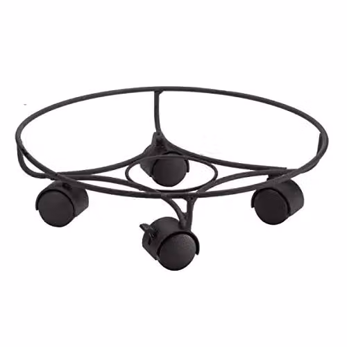 Marco Paul Black Metal Round Plant Pot Caddy, Diameter: 33 cm – 2