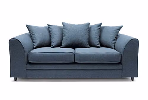 Abakus Direct Darcy 3 Seater Sofa in Petrol Blue Fabric with Solid Wood Frame, W: 180 cm, D: 89 cm, H: 90 cm – 3